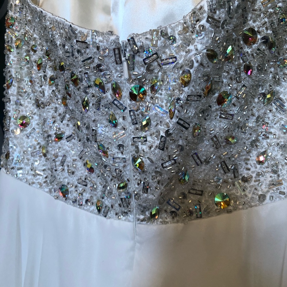 White Bedazzled Marilyn Monroe style halter gown - Picture 6 of 13